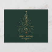 Gestileerde kerstboom in goud op donkere achtergro feestdagenkaart (Voorkant)