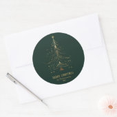 Gestileerde kerstboom in goud op donkere achtergro ronde sticker (Envelop)