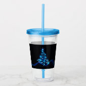 gestileerde kerstboom SlipperyJoe gloeiende blauw  Acryl Drinkbeker (Voorkant)