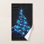 gestileerde kerstboom SlipperyJoe gloeiende blauw Bad Handdoek (Handdoek)