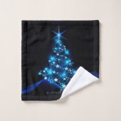 gestileerde kerstboom SlipperyJoe gloeiende blauw Bad Handdoek (Wasdoekje)