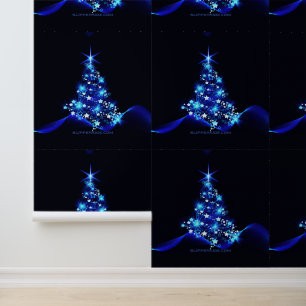 gestileerde kerstboom SlipperyJoe gloeiende blauw  Behang