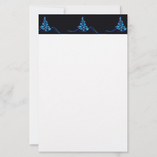gestileerde kerstboom SlipperyJoe gloeiende blauw  Briefpapier (Voorkant)
