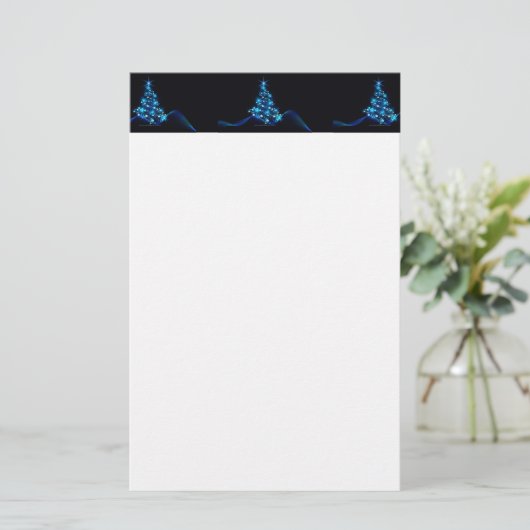 gestileerde kerstboom SlipperyJoe gloeiende blauw  Briefpapier (Staand voorkant)