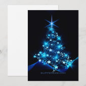 gestileerde kerstboom SlipperyJoe gloeiende blauw Feestdagenkaart (Voorkant / Achterkant)