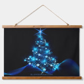 gestileerde kerstboom SlipperyJoe gloeiende blauw Hangend Wandkleed (Voorkant)
