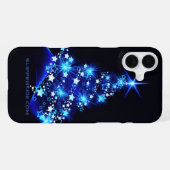 gestileerde kerstboom SlipperyJoe gloeiende blauw  iPhone Hoesje (Achterkant horizontaal)