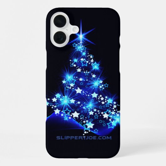gestileerde kerstboom SlipperyJoe gloeiende blauw  iPhone Hoesje (Achterkant)
