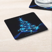 gestileerde kerstboom SlipperyJoe gloeiende blauw  Kartonnen Onderzetters (Schuin)