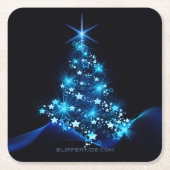 gestileerde kerstboom SlipperyJoe gloeiende blauw  Kartonnen Onderzetters (Voorkant)