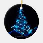 gestileerde kerstboom SlipperyJoe gloeiende blauw  Keramisch Ornament (Voorkant)