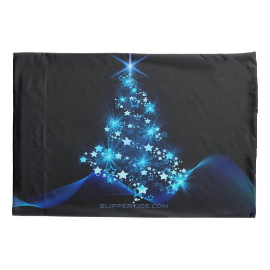 gestileerde kerstboom SlipperyJoe gloeiende blauw Kussensloop (Achterkant)
