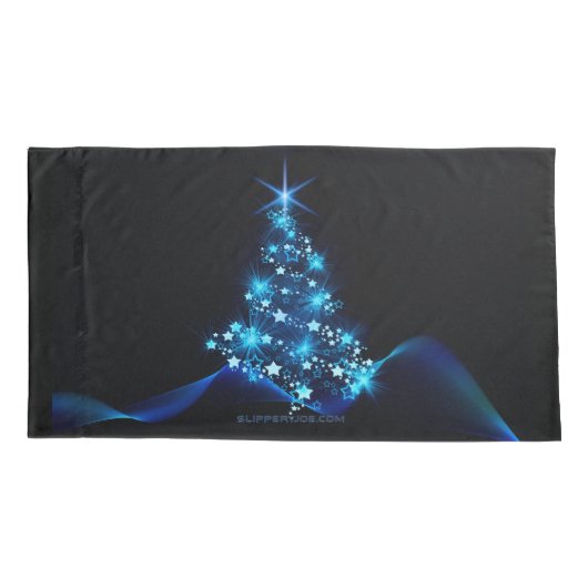 gestileerde kerstboom SlipperyJoe gloeiende blauw  Kussensloop (Achterkant)