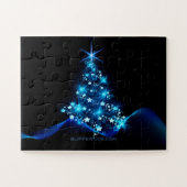 gestileerde kerstboom SlipperyJoe gloeiende blauw  Legpuzzel (Horizontaal)
