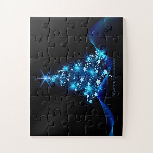 gestileerde kerstboom SlipperyJoe gloeiende blauw  Legpuzzel (Verticaal)