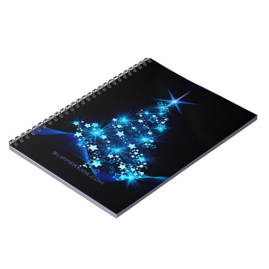 gestileerde kerstboom SlipperyJoe gloeiende blauw  Notitieboek (Linkerzijde)