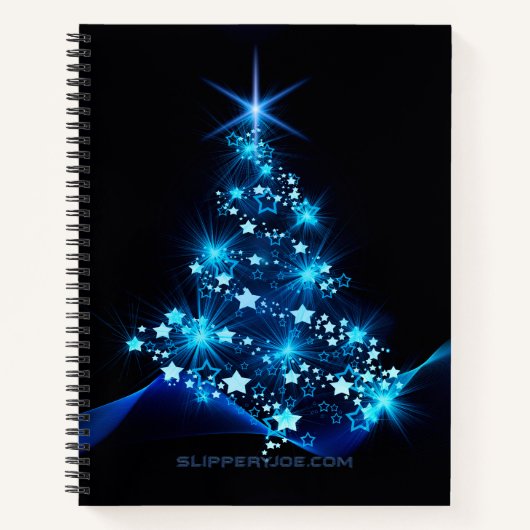 gestileerde kerstboom SlipperyJoe gloeiende blauw Notitieboek (Voorkant)