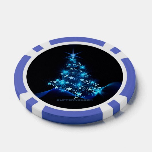 gestileerde kerstboom SlipperyJoe gloeiende blauw Poker Chips (Enkel)