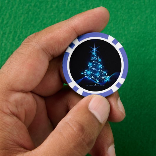 gestileerde kerstboom SlipperyJoe gloeiende blauw  Poker Chips (Hand)