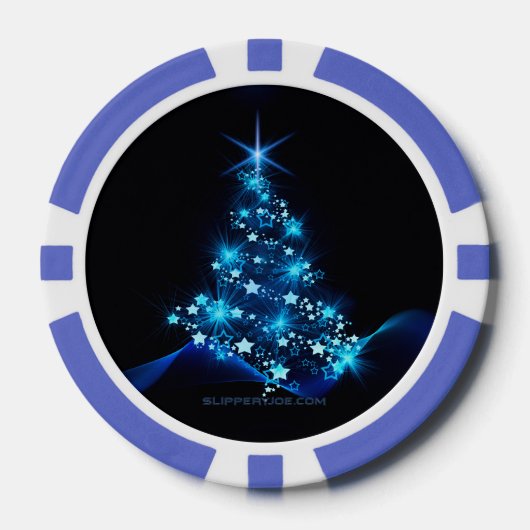 gestileerde kerstboom SlipperyJoe gloeiende blauw  Poker Chips (Voorkant)