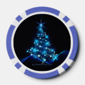 gestileerde kerstboom SlipperyJoe gloeiende blauw  Poker Chips (Achterkant)