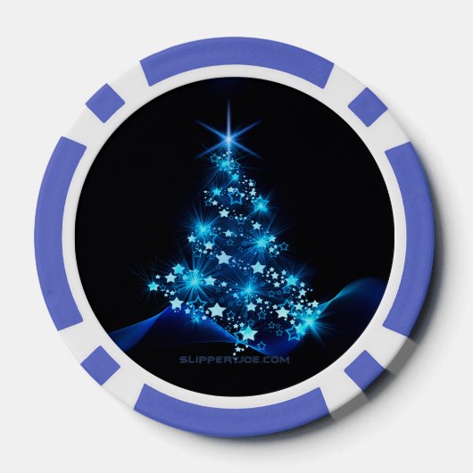 gestileerde kerstboom SlipperyJoe gloeiende blauw  Poker Chips (Achterkant)