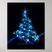 gestileerde kerstboom SlipperyJoe gloeiende blauw Poster (Voorkant)