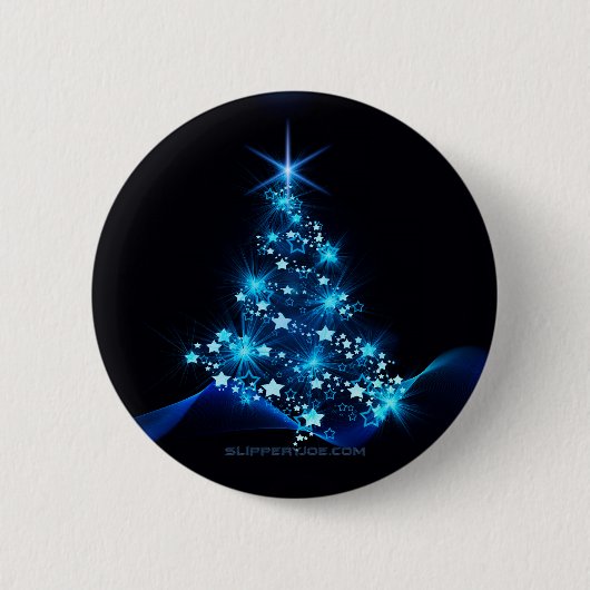 gestileerde kerstboom SlipperyJoe gloeiende blauw  Ronde Button 5,7 Cm (Voorkant)