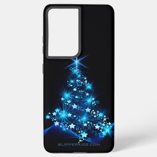 gestileerde kerstboom SlipperyJoe gloeiende blauw Samsung Galaxy Hoesje