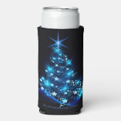 gestileerde kerstboom SlipperyJoe gloeiende blauw  Seltzer Blikjeskoeler (Seltzer Voorkant)