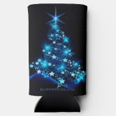 gestileerde kerstboom SlipperyJoe gloeiende blauw  Seltzer Blikjeskoeler (Achterkant)