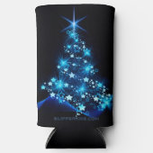 gestileerde kerstboom SlipperyJoe gloeiende blauw  Seltzer Blikjeskoeler (Voorkant)