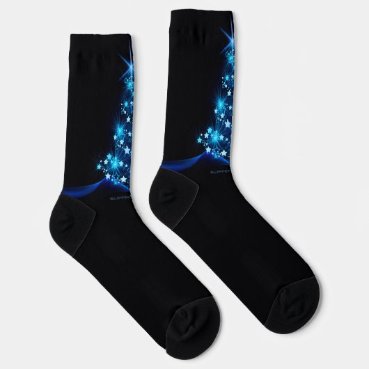 gestileerde kerstboom SlipperyJoe gloeiende blauw  Sokken (Rechts)