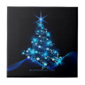 gestileerde kerstboom SlipperyJoe gloeiende blauw Tegeltje (Voorkant)