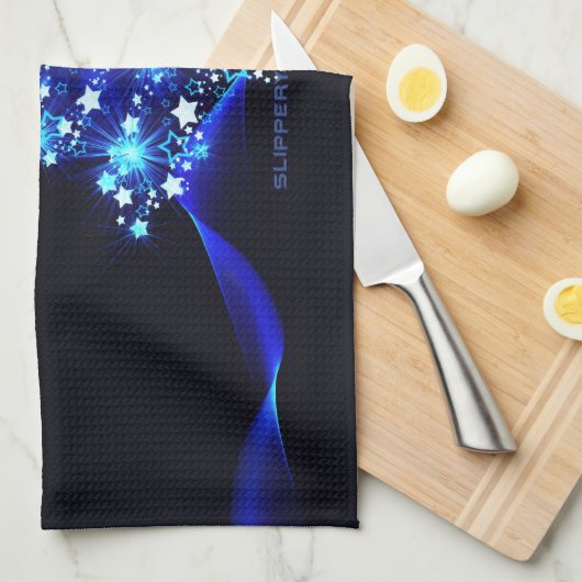 gestileerde kerstboom SlipperyJoe gloeiende blauw  Theedoek (Quarter Fold)