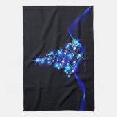 gestileerde kerstboom SlipperyJoe gloeiende blauw  Theedoek (Verticaal)