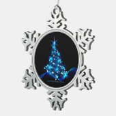 gestileerde kerstboom SlipperyJoe gloeiende blauw Tin Sneeuwvlok Ornament (Rechts)