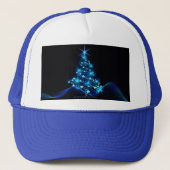 gestileerde kerstboom SlipperyJoe gloeiende blauw Trucker Pet (Voorkant)