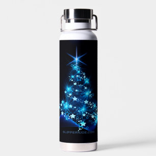 gestileerde kerstboom SlipperyJoe gloeiende blauw  Waterfles