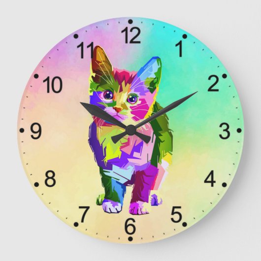 Gestileerde Kitten Prismatic Design-32345 Grote Klok (Voorkant)