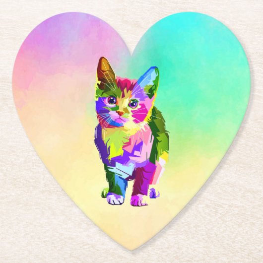 Gestileerde Kitten Prismatic Design-32345 Kartonnen Onderzetters (Voorkant)
