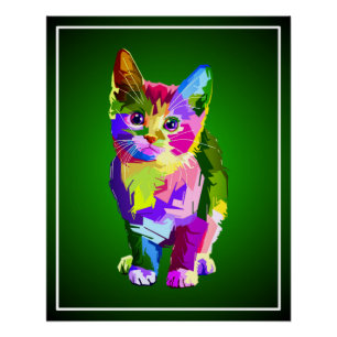 Gestileerde Kitten Prismatic Design-32345 Perfect Poster