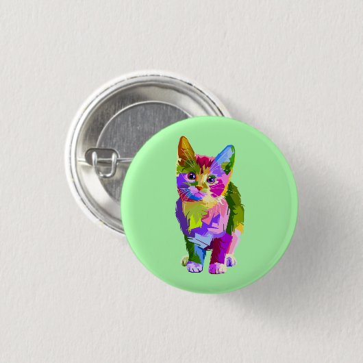 Gestileerde Kitten Prismatic Design-32345 Ronde Button 3,2 Cm (Voorkant /achterkant)