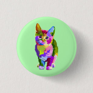 Gestileerde Kitten Prismatic Design-32345 Ronde Button 3,2 Cm