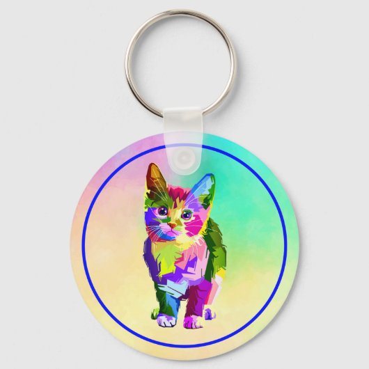 Gestileerde Kitten Prismatic Design-32345 Sleutelhanger (Voorkant)