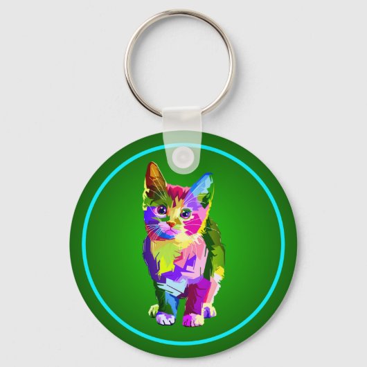 Gestileerde Kitten Prismatic Design-32345 Sleutelhanger (Voorkant)