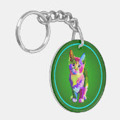 Gestileerde Kitten Prismatic Design-32345 Sleutelhanger (Voorkant Links)