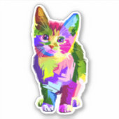 Gestileerde Kitten Prismatic Design-32345 Sticker (Voorkant)