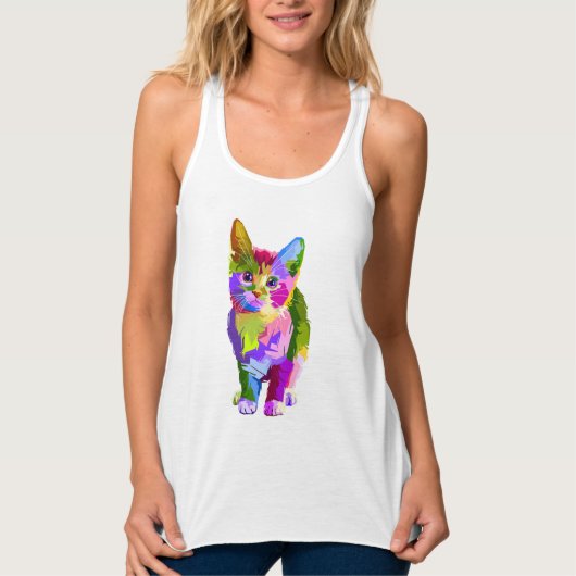 Gestileerde Kitten Prismatic Design-32345 Tanktop (Voorkant)