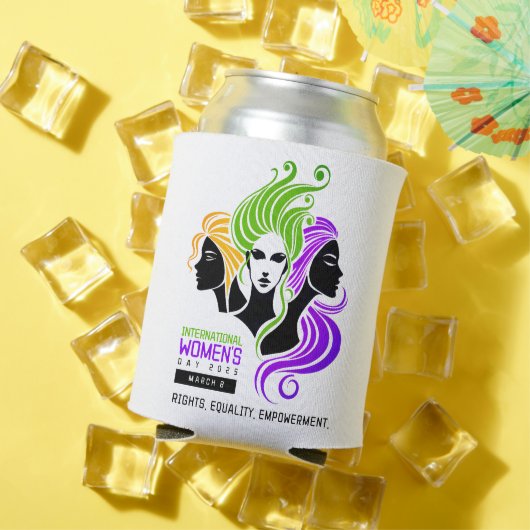 Gestileerde Kleurrijke Trio van Vrouwen IWD 2025 Blikjeskoeler (Insitu Zomer)